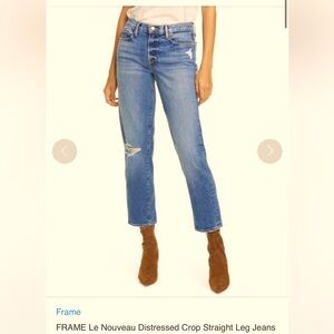 FRAME Le Nouveau Distressed Crop Straight Leg Jeans 30